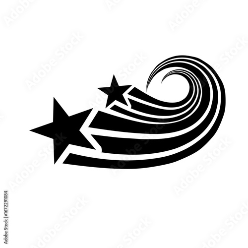 Vector shooting star in spiral style. Illustration of a shooting star isolated on a white background.