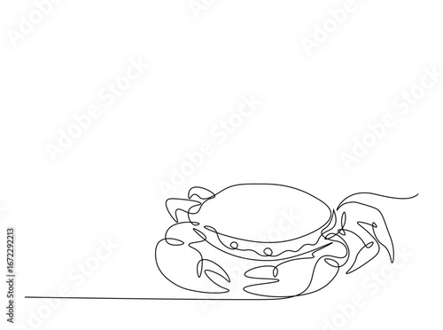 Crab outline illustration. Continuous line art drawing of sea crab. Editable stroke.