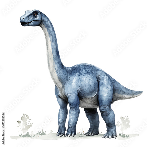Argentinosaurus, watercolor painting vector, isolated on a white background.