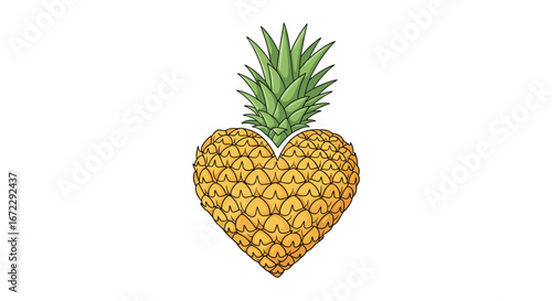 Expressing love for tropical fruits with a unique heart shaped pineapple illustration