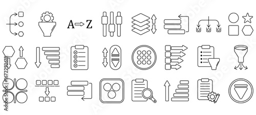 Set of sorting and filtering Icons or symbols Vector fully editable file.