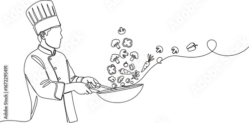 Chef cooking food vegetables healthy kitchen restaurant culinary gourmet meal