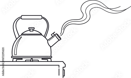 Kettle tea hot water steam stove kitchen drink beverage morning relax home