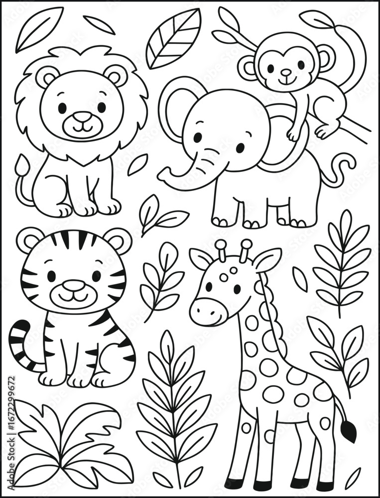 Obraz premium The Big Book of Fun and Easy Coloring Pages for Kids, My First Super Cute and Simple Coloring Pages for Children
