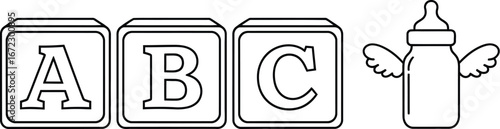 Abc blocks baby bottle baby education learning childhood nursery infant toy