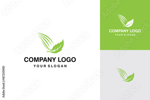 Leaf with Brushstroke Logo Design for EcoFriendly Brands.