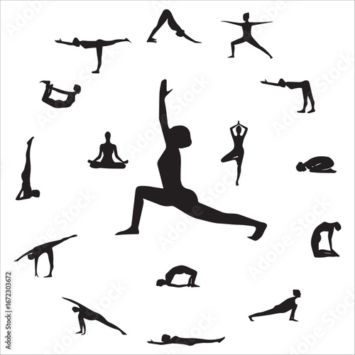 Yoga Pose Silhouette Set