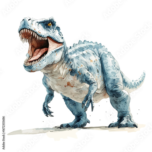 Allosaurus, watercolor drawing vector, isolated on a white background.