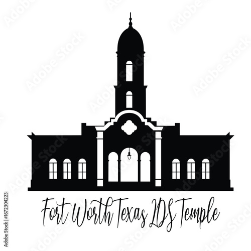 Fort Worth Texas Temple SVG, Religious Vector illustration, Church silhouette cricut