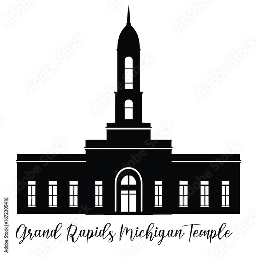 Grand Rapids Michigan LDS Temple SVG, Religious Vector illustration, Church silhouette cricut