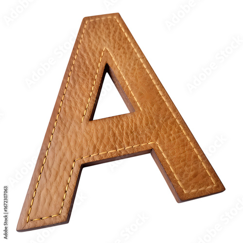 Leather Letter A Brown Alphabet Patch  Perfect for Crafts  Design on transparent background