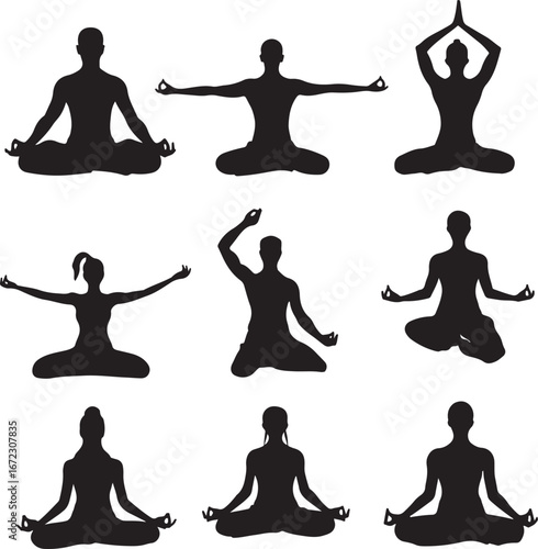 Meditation & Martial Arts Silhouettes, meditation, tai chi, martial arts, zen, balance, yoga
