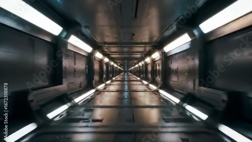Futuristic Corridor Journey Through a Sci-Fi Interior