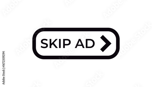 A straightforward Skip Ad button icon is widely found and utilized across numerous digital media platforms today