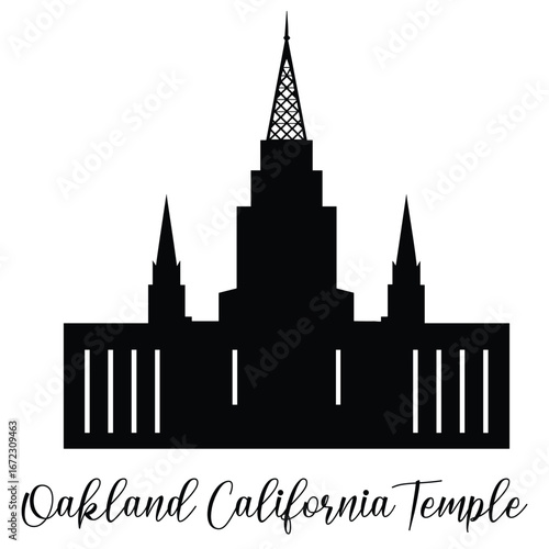 Oakland California LDS Temple SVG, Religious Vector illustration, Church silhouette cricut