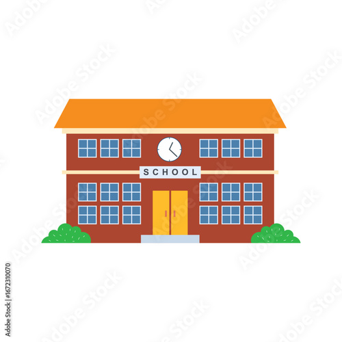 Flat School Building Icon f...