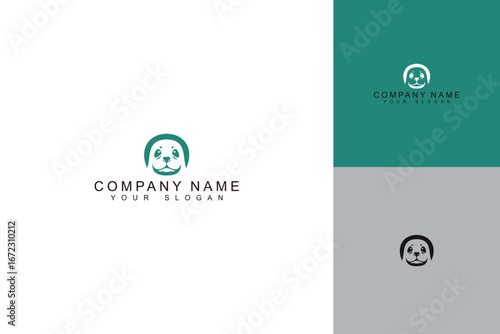 Minimalist Panda Logo Design with Green Circle for Business Branding.