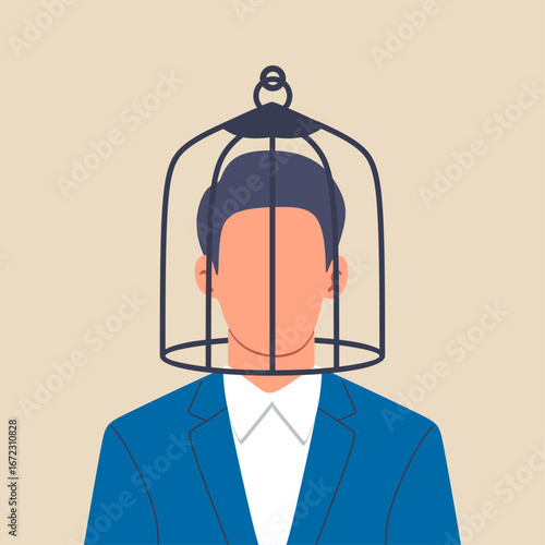 Tangled Thread in Human Head Representing Mental Disorder and Stress