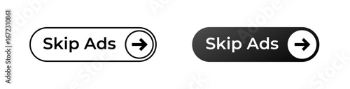 Two skip ads buttons with directional arrows. these interface elements enhance digital media navigation.
