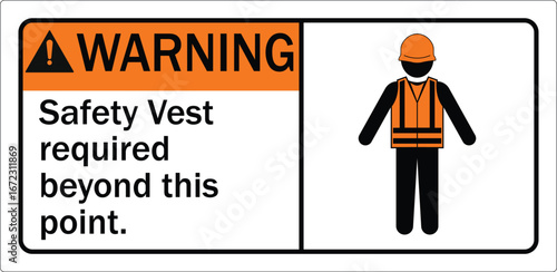 Safety vest sign and labels safety vest required beyond this point  logo, badge, icon, sticker, emblem, stamp, symbol, black, line, flat vector, isolated illustration. 