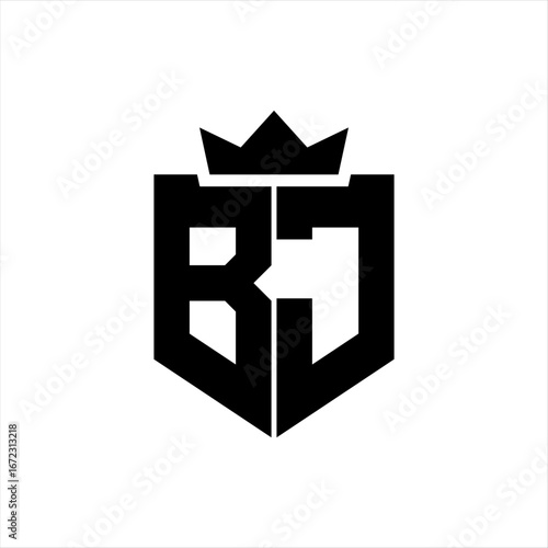 BJ Vector image of a shield with a sharp geometric style and a pointed crown