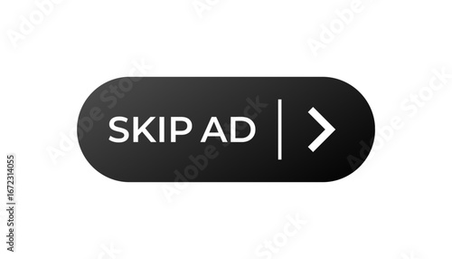 A black button with white text reading skip ad and an arrow symbolizes media control actions.