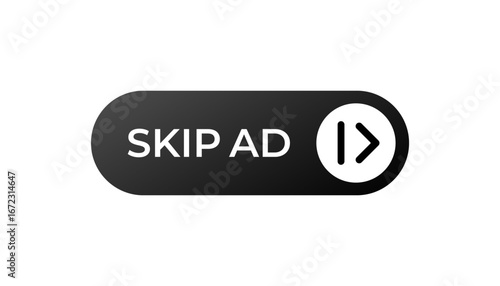 A sleek skip ad button designed for video streaming sites. it features iconic play and text.