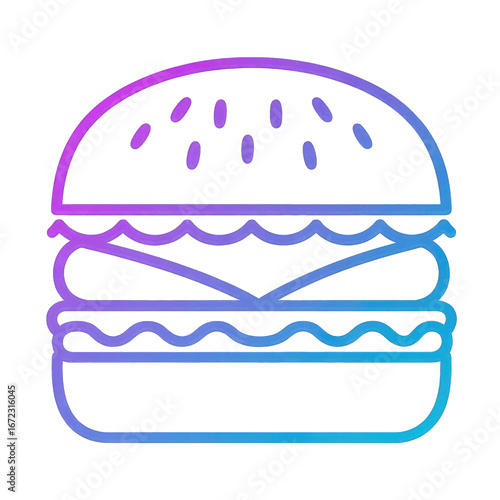 Gradient outline of a hamburger isolated on transparent background