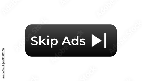 An interactive button icon designed specifically for users to easily skip advertisements in online videos and media