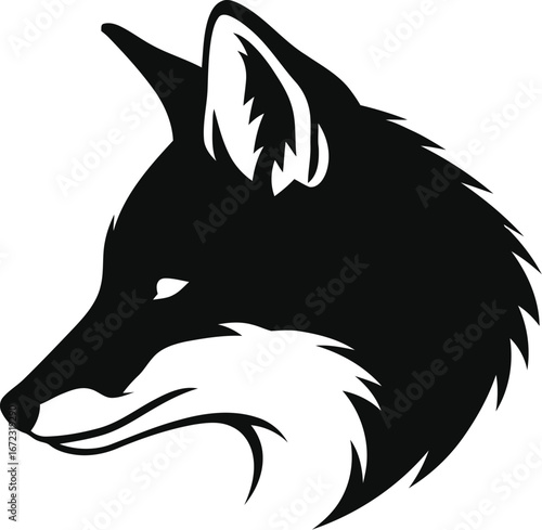 Fox animal wildlife nature predator mammal forest canine head silhouette design vector
