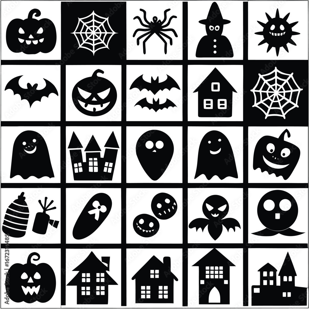 Obraz premium Collection of 16 colorful halloween themed graphic elements