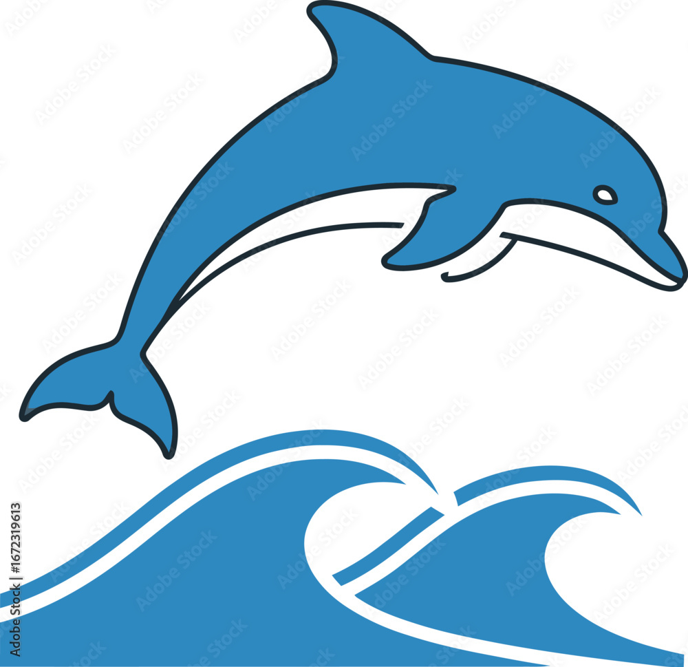 Fototapeta premium Dolphin ocean sea wave marine wildlife mammal aquatic nature animal jump water blue