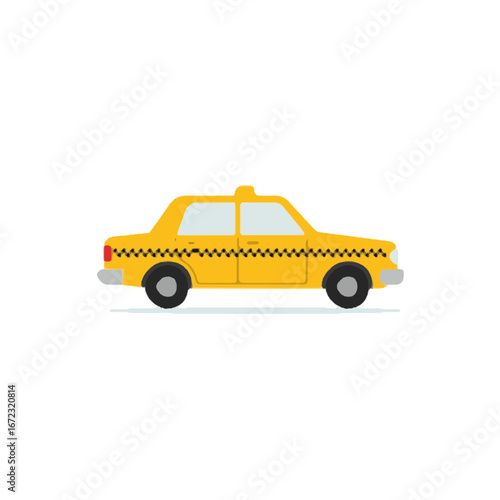 Yellow Taxi Cab Illustration Flat Design Transportation Vehicle City Travel