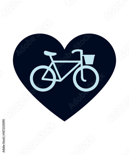 A bicycle icon inside of a blue heart, symbolizing love for biking and cycling as a favorite activity