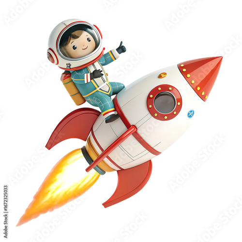 Little Astronaut's Big Adventure:  A Whimsical Rocket Journey isolated on transparent background