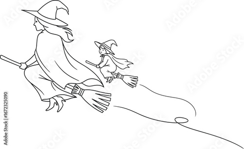 Witch halloween flying broomstick magic fantasy costume spooky celebration october trick