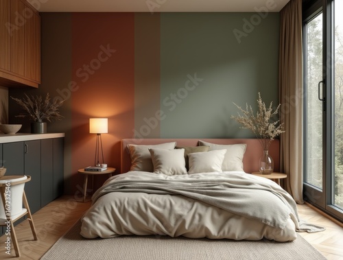 Wallpaper Mural bedroom with bed Torontodigital.ca