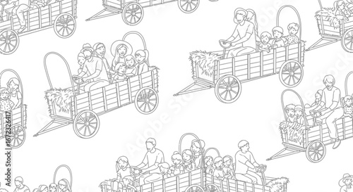 Hayride wagon family children fun activity autumn fall season outdoors recreation ride