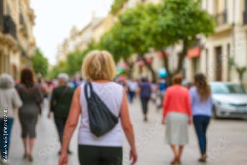 Wallpaper Mural blurred for background. Crowd of people on the street. people walking on the city street. A blurry people walking. Urban, social concept. Abstract urban background with blurred buildings and street. Torontodigital.ca