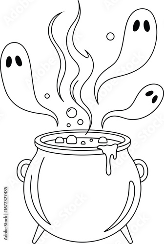 Halloween cauldron ghosts spooky october trick or treat magic fantasy scary party