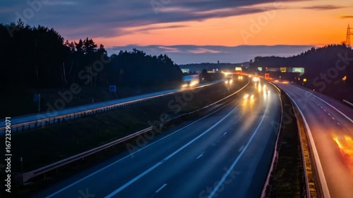 Highway traffic at dawn