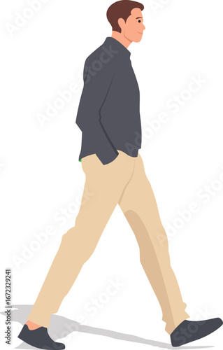 Man Walking in Profile