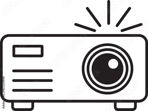 black projector icon emitting light clip art preview