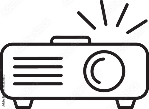 Modern projector icon with light beams emanating from the top