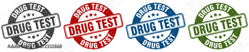 drug test stamp. drug test round stamp set isolated on white background