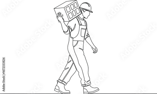 Construction worker builder carrying bricks hard work labor building site job