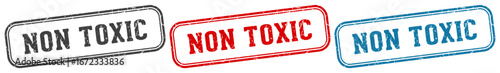non toxic stamp. non toxic rectangular stamp set isolated on white background