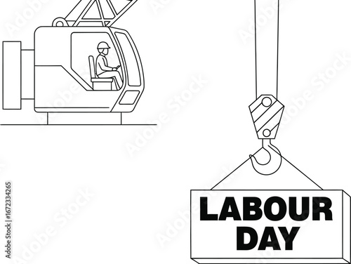 Labour day crane construction worker industry building engineering celebration holiday