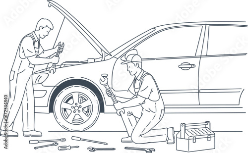 Car repair mechanic auto service maintenance vehicle engine garage shop fix