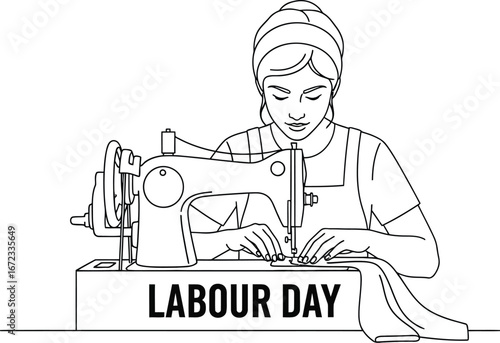 Labour day sewing machine tailor dressmaker seamstress craft textile fabric